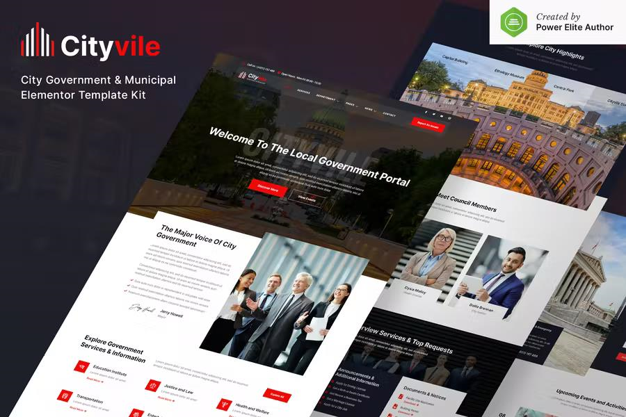CITYVILE – CITY GOVERNMENT & MUNICIPAL ELEMENTOR TEMPLATE KIT